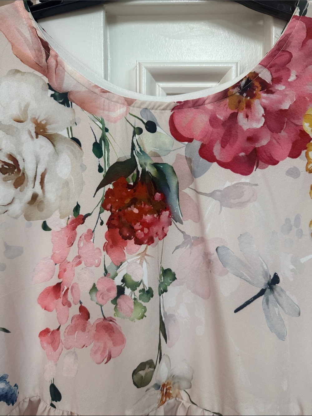 Bright Bold Floral Midi Flowy Dress with Fringe Like New M - Picture 4 of 7